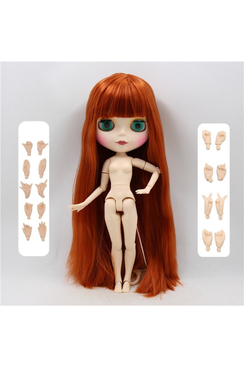 white skin nude doll matte face ICY DBS Blyth Doll 1/6 bjd toy 30cm red brown Hair white skin joint