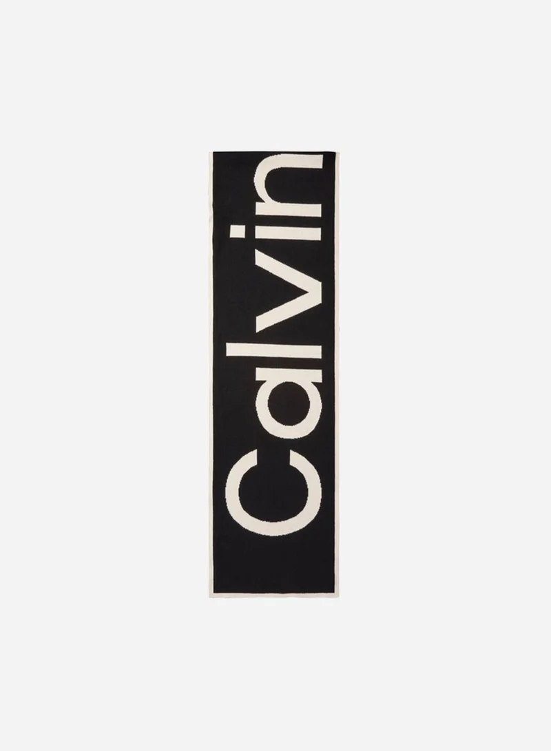 Calvin Klein Cotton Jacquard Knit Logo Scarf