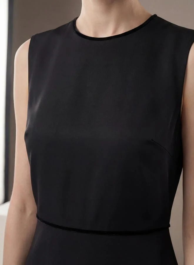 Mish Black Sleeveless Flared Midi Dress