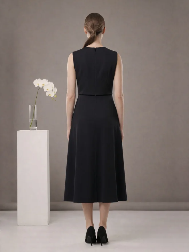 Mish black Black Sleeveless Flared Midi Dress for Women | Best Price UAE