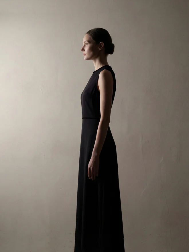 Mish black Black Sleeveless Flared Midi Dress for Women | Best Price UAE