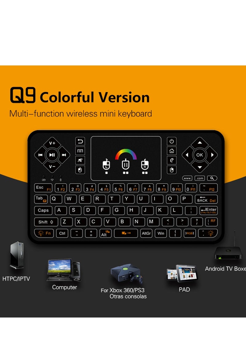 Q9 2.4G RF Wireless Mouse Combo Handheld Remote Control Keyboard With Touchpad - English