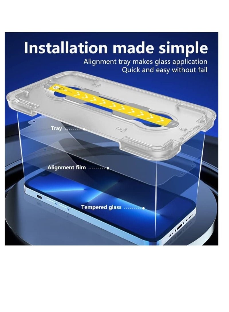 Captaintech Screen Protector Compatible with iPhone 13 Pro iPhone 13 with Easy Install Kit Premium Tempered Glass Kit Military Grade Tempered Glass Film, Bubble Free, Case Friendly, Auto Alignment Kit - Image 2