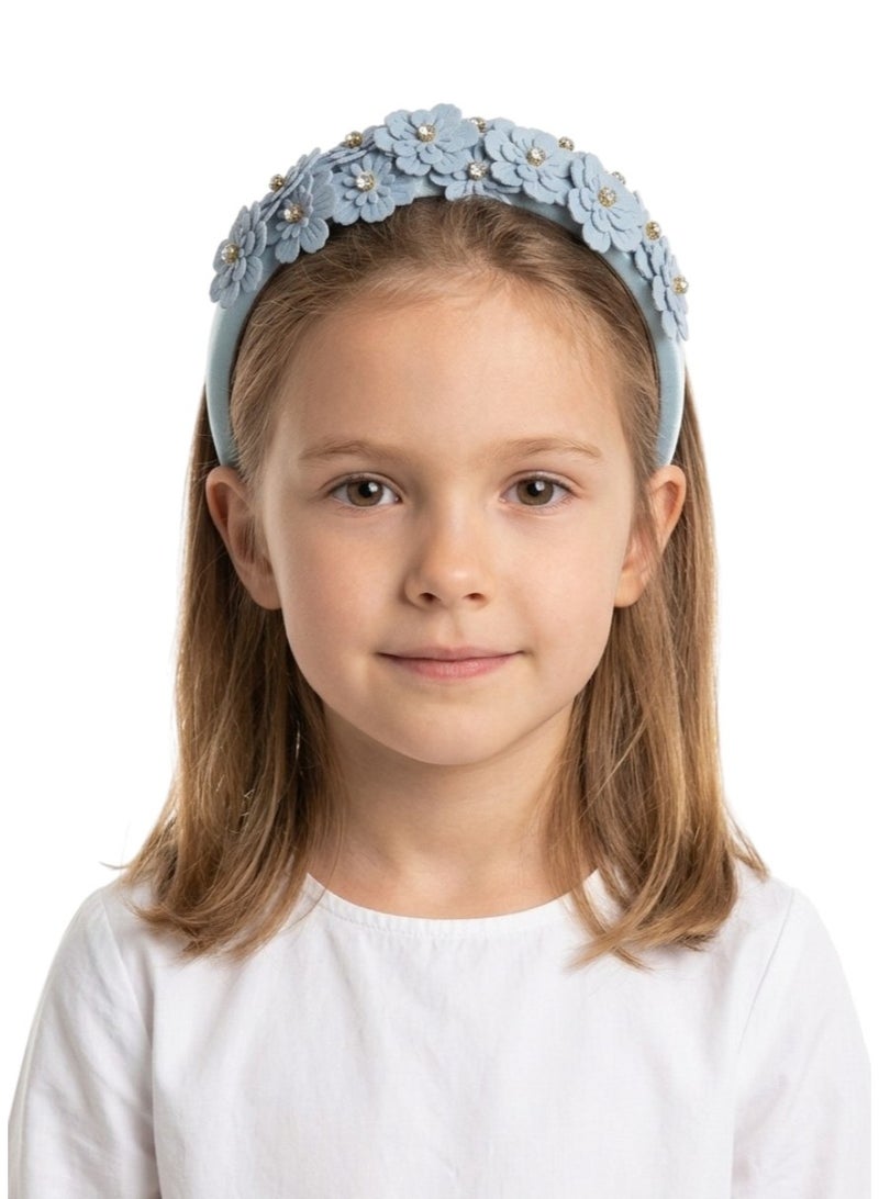 Bidani Floral Appliqué Headband - Dusty Blue - Image 1