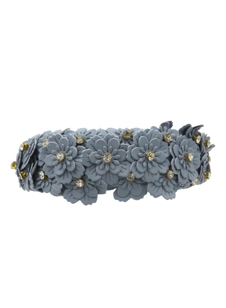Bidani Floral Appliqué Headband - Dusty Blue - Image 2