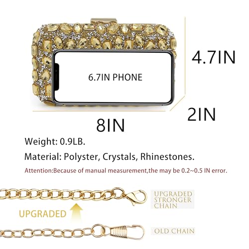 Milisente Clutch Purses For Women Crystal Clutches Evening Bags Gemstone Clutch Purse For Wedding Formal(Gold) - Image 3