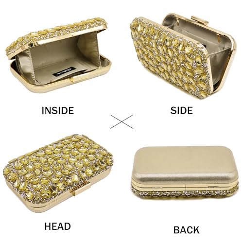 Milisente Clutch Purses For Women Crystal Clutches Evening Bags Gemstone Clutch Purse For Wedding Formal(Gold) - Image 5
