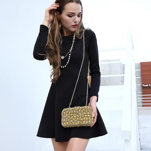 Milisente Clutch Purses For Women Crystal Clutches Evening Bags Gemstone Clutch Purse For Wedding Formal(Gold) - Image 2