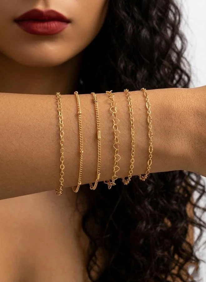 Take Two Pack of 6 - Gold Tone Link Bracelet