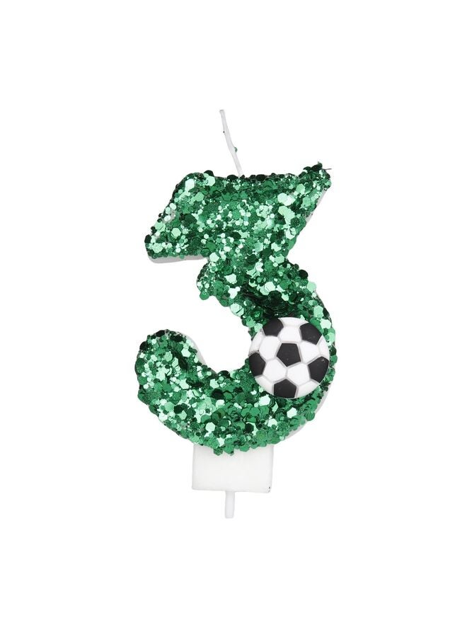 LAMAY Number birthday candles, football-themed number candles, luxurious cake decorations, perfect for winter birthday parties, weddings, anniversaries, family gatherings, children and adults (number 3). - Image 1