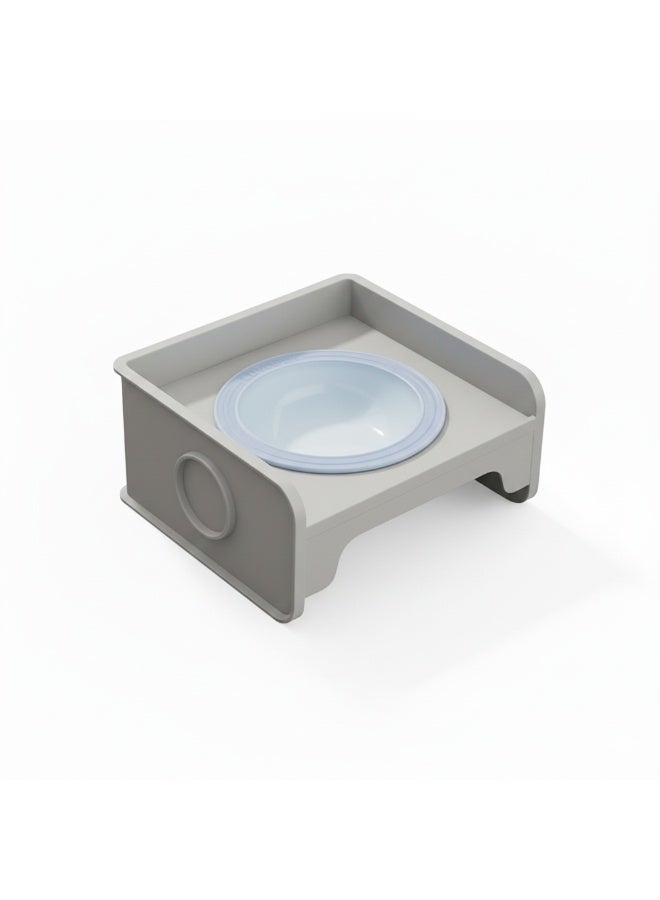 EPET Elevated Pet Bowl for Cats & Small Dogs - Raised Ceramic Food Water Dish - Modern Anti-Vomit Design Ergonomic Feeder Stand (Grey) - Image 1