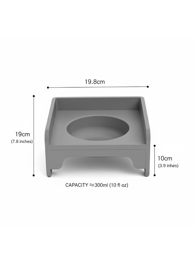 EPET Elevated Pet Bowl for Cats & Small Dogs - Raised Ceramic Food Water Dish - Modern Anti-Vomit Design Ergonomic Feeder Stand (Grey) - Image 2