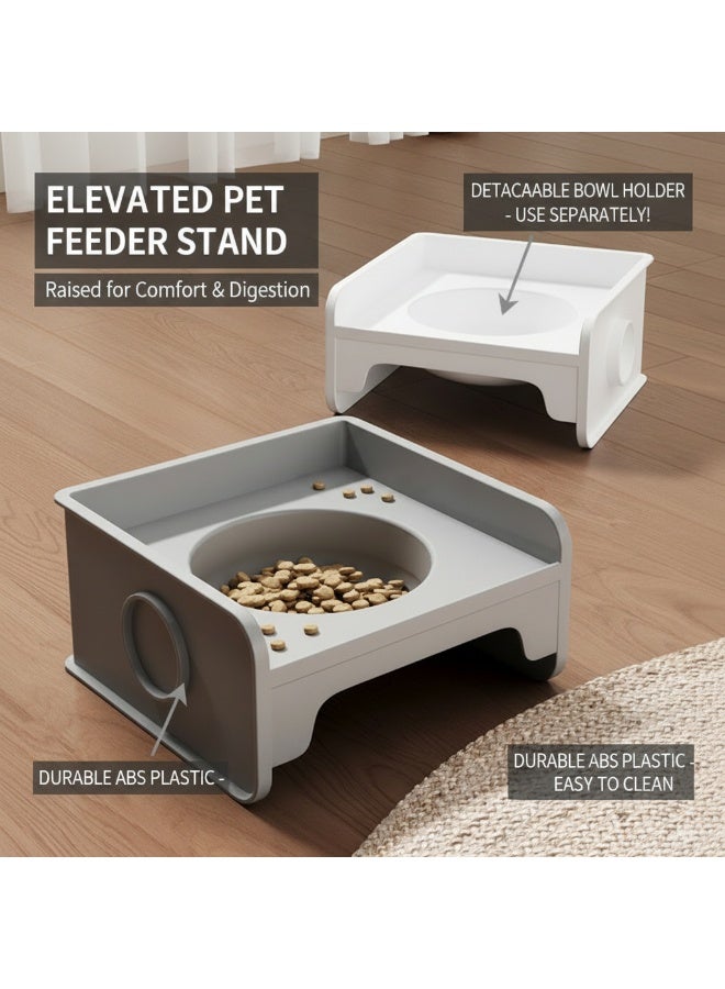 EPET Elevated Pet Bowl for Cats & Small Dogs - Raised Ceramic Food Water Dish - Modern Anti-Vomit Design Ergonomic Feeder Stand (Grey) - Image 3