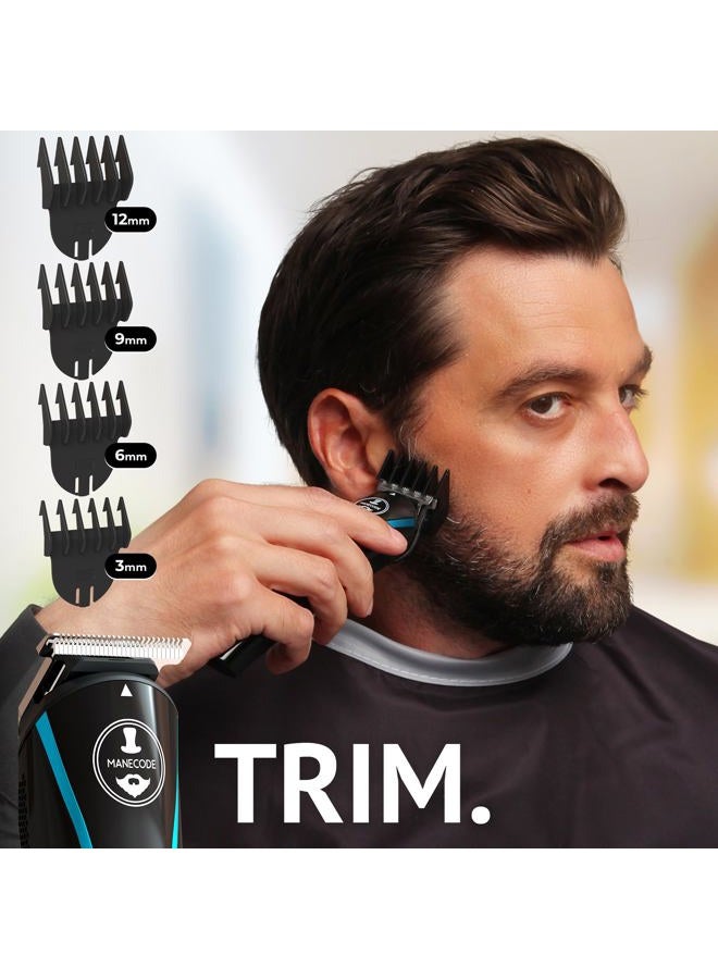 MANECODE ® 11-in-1 Beard & Hair Trimmer for Men – Self-Sharp Blades® USB-C, Waterproof, LED Display Multi-Grooming Kit - Image 5