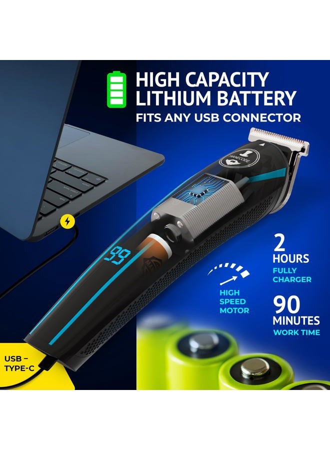 MANECODE ® 11-in-1 Beard & Hair Trimmer for Men – Self-Sharp Blades® USB-C, Waterproof, LED Display Multi-Grooming Kit - Image 4