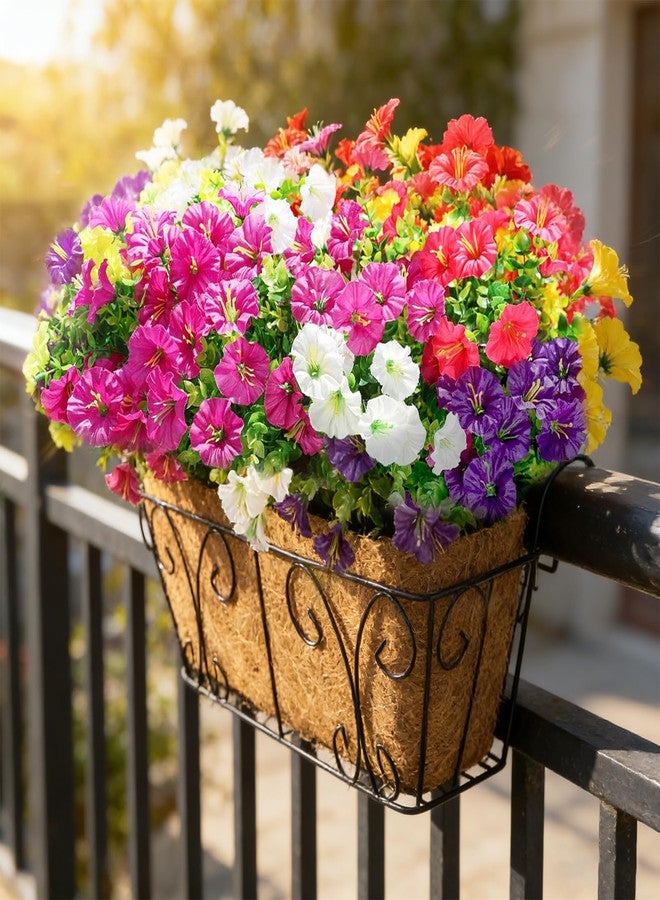 BSGlobal 12 Bundles Artificial Flowers for Outdoors Decoration, Faux Silk Morning Glory Flowers UV Resistant Fake Eucalyptus Plants for Spring Summer Garden Patio Home Decor (Mix) - Image 4