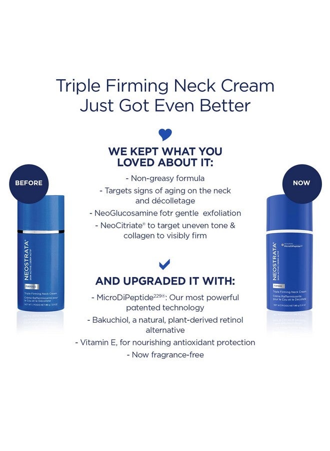 نيوستراتا كريم نيوستراتا لشد الرقبة ثلاثي المفعول، تركيبة جديدة ومحسنة - مع مايكرو دي ببتيد 229®، نيوجلوكوزامين، وباكوتشيول، خالي من العطور والزيوت، كريم تجديد منطقة الصدر لجميع أنواع البشرة، 80 جرام. - Image 2
