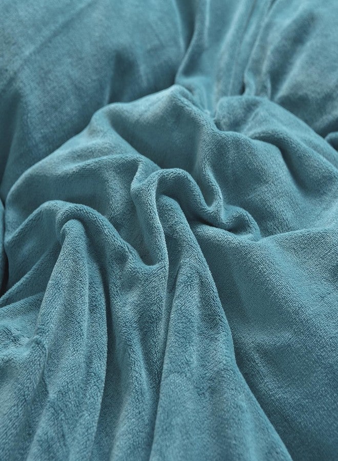 LweiPsqLin Velvet Pillowcases Standard Size,2 Pack Soft Color Pillow Shams Covers with Envelope Closure, Luxury Cozy Decorative Pillow Cases, No Filling (Standard, Teal Blue) - Image 3