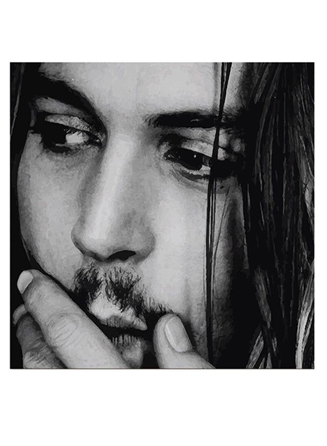 RYN Johnny Depp Printed Wall Art Grey/Black 30x30cm - Image 1
