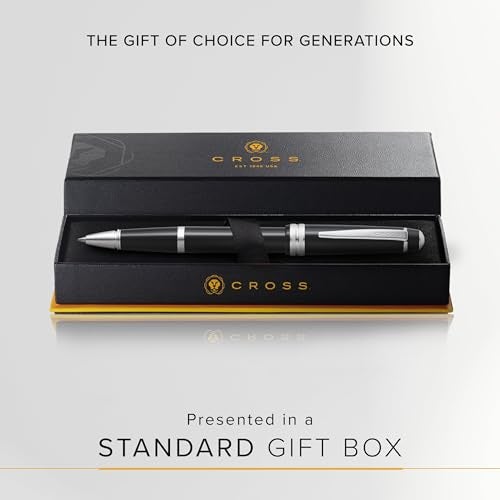 Cross Bailey Light Refillable Rollerball Pen Presented in a Everyday Gift Box - Medium Point, Black Ink, Glossy Black - Image 4