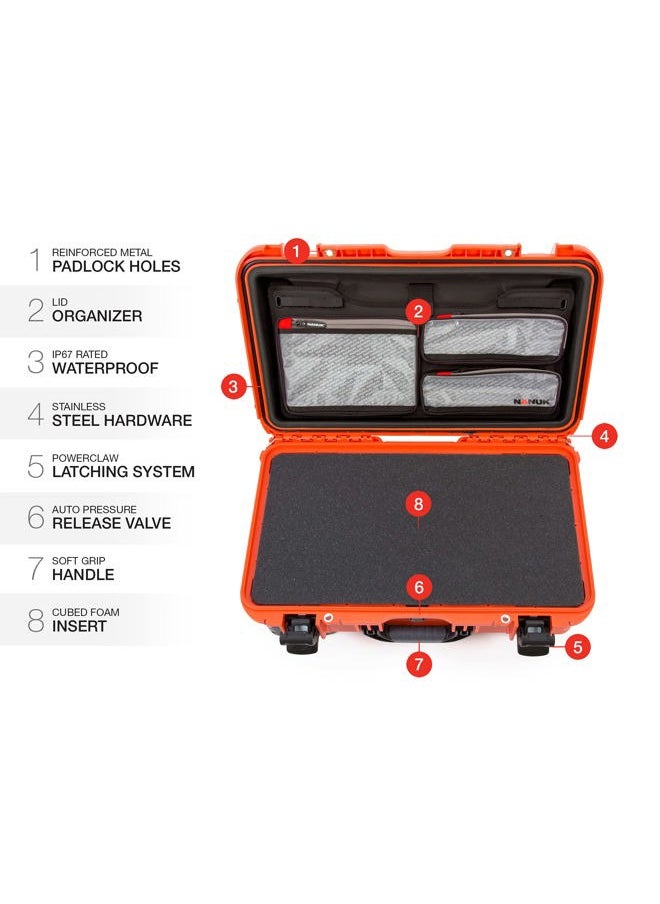 Nanuk - Wheeled Series 935 Lightweight NK-7 Resin Waterproof Protective Case with Foam Insert and Lid Organizer - Orange - Image 1