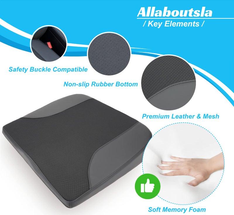 Allaboutsla Car Seat Cushion, Car Seat Cushions for Driving with Comfort Memory Foam - Sciatica & Back Pain Relief, Suitable for Car, Truck, Office Chair (Black) - Image 4