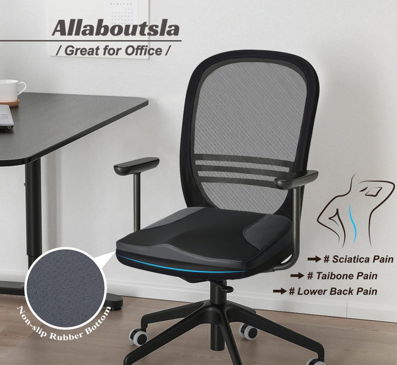 Allaboutsla Car Seat Cushion, Car Seat Cushions for Driving with Comfort Memory Foam - Sciatica & Back Pain Relief, Suitable for Car, Truck, Office Chair (Black) - Image 5
