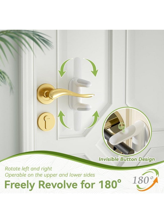 إيوديمن قفل ذراع باب أمان للأطفال من EUDEMON، عبوة من قطعتين، قفل مقبض الباب للأطفال والحيوانات الأليفة، قفل مزلاج باب مقاوم للأطفال، يدور بزاوية 180 درجة، سهل التشغيل في اتجاهين (أبيض) - Image 3