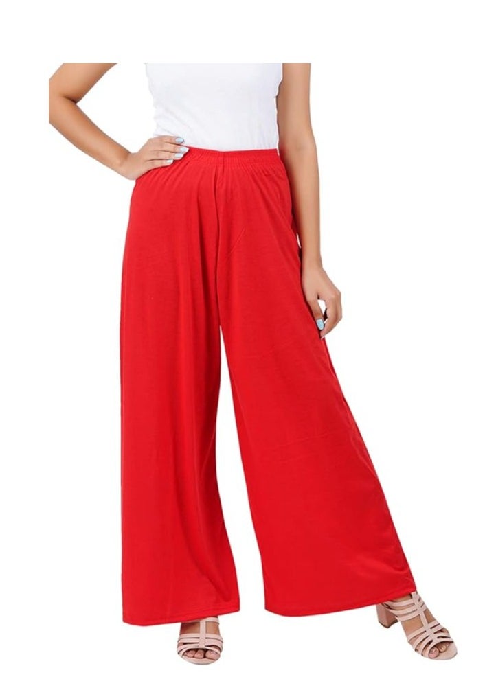 Love Bell - Love Bell Women's Cotton Palazzo Pants - Regular Fit - Elastic Waist - Wide-leg Ladies Lower - Image 1