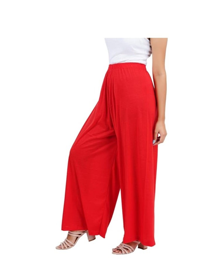Love Bell - Love Bell Women's Cotton Palazzo Pants - Regular Fit - Elastic Waist - Wide-leg Ladies Lower - Image 1
