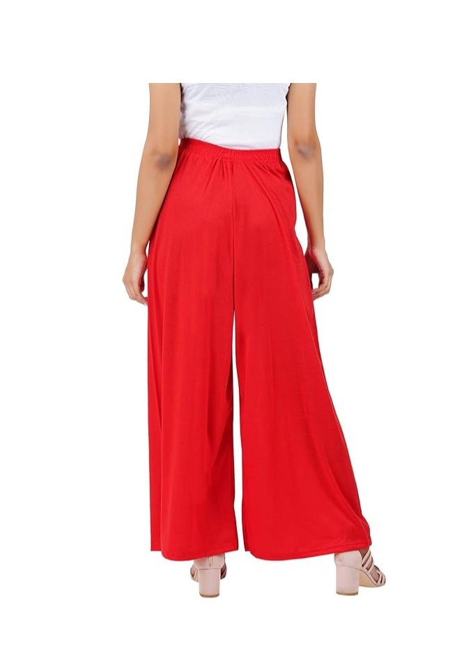 Love Bell - Love Bell Women's Cotton Palazzo Pants - Regular Fit - Elastic Waist - Wide-leg Ladies Lower - Image 1