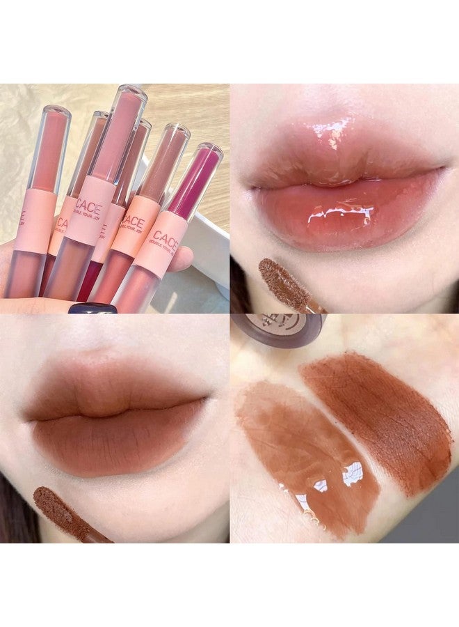 Domality 6 Colors 2 In 1 Doubleend Lip Gloss Set 6Pcs Matte Velvet & Mirror Finish Liquid Lipstick Long Lasting Waterproof Glossy Lip Glaze Plumping Hydrating Fuller Lip Makeup Gift Kit - Image 3