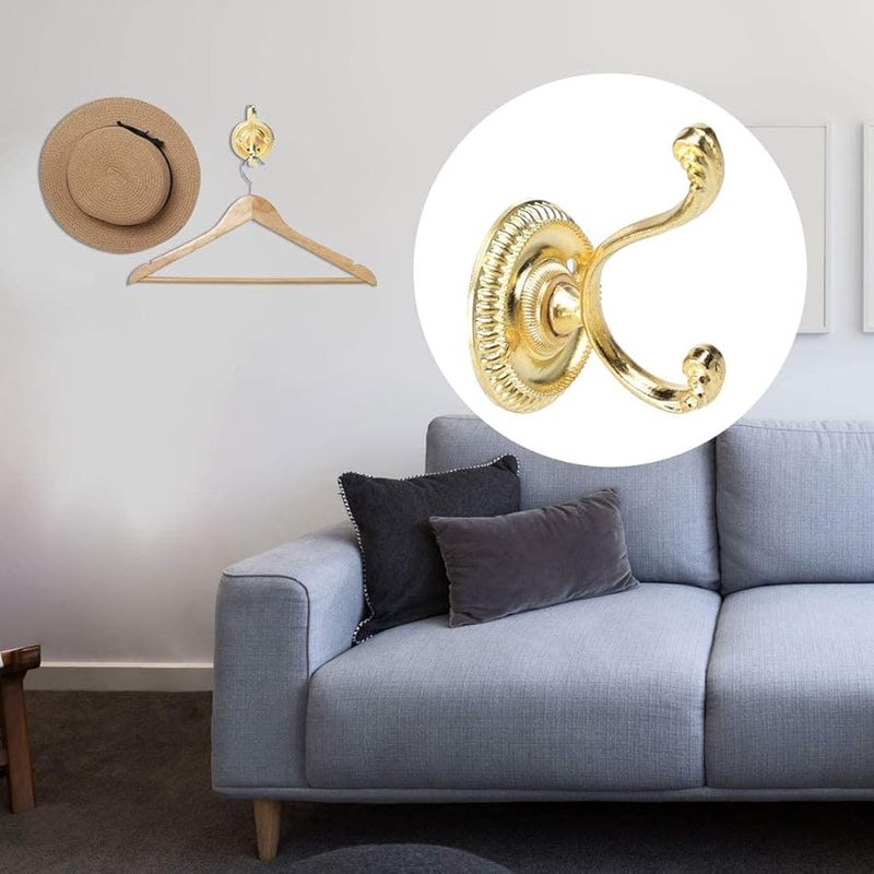 خطافات سبيكة الزنك ذات النغمة الذهبية، خطاف مزدوج الطبقات، حامل مناشف الحمام المثبت على الحائط مع مسامير - Image 3