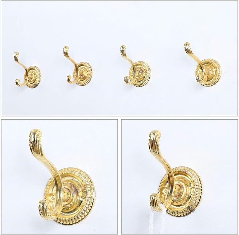 خطافات سبيكة الزنك ذات النغمة الذهبية، خطاف مزدوج الطبقات، حامل مناشف الحمام المثبت على الحائط مع مسامير - Image 2