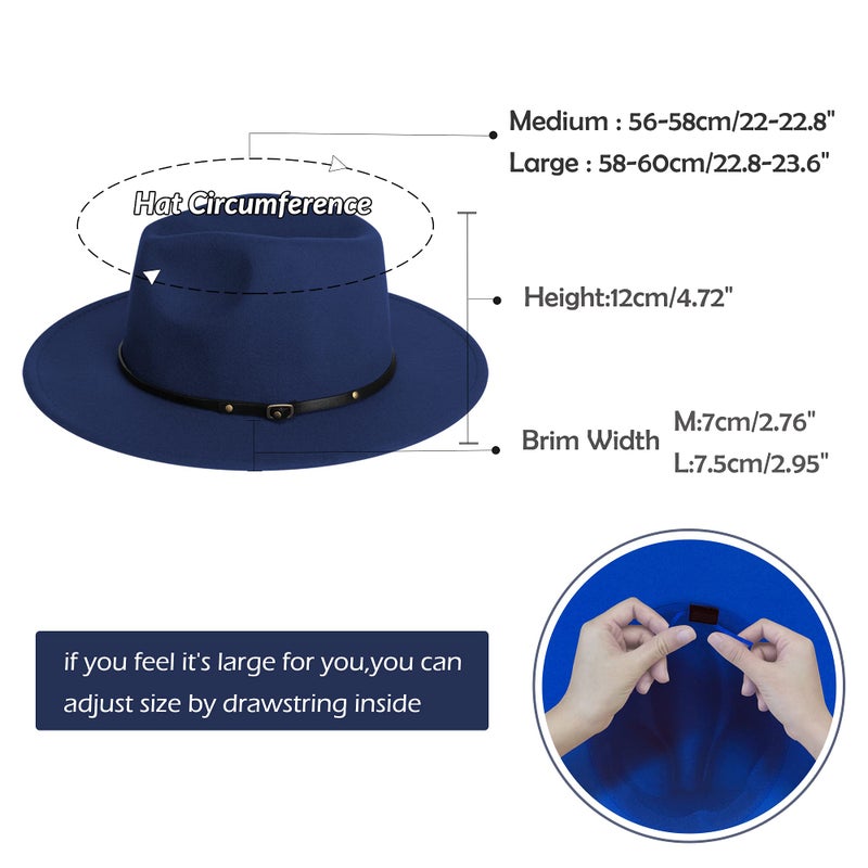 jingsha Fedora Hats for Men & Women Wide Brim Fedora Felt Panama Hat Men's Dress Hats with Belt Buckle - Image 2