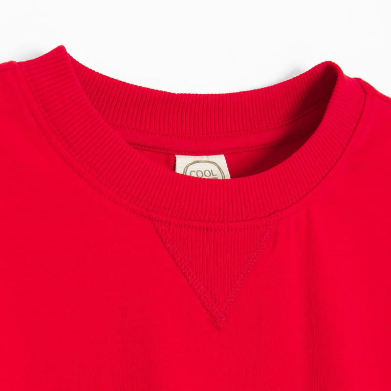 Cool Club تيشيرت قطن مطاطي بأكمام طويلة أحمر