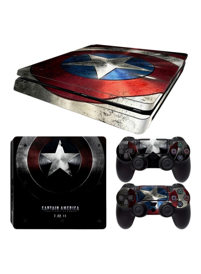 Flash Hawk 3-Piece Captain America Printed Console And Controller Sticker Set For PlayStation 4 (PS4)