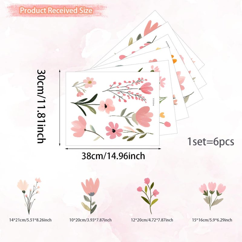 Ladinimo Flower Wall Decalsï¼ŒBoho Flower Wall Decalsï¼ŒWildflower Stickerï¼ŒPeel and Stick Floral Decor, Girls Bedroom Nursery Classroom Living Room, Spring Theme Decoration. - Image 2