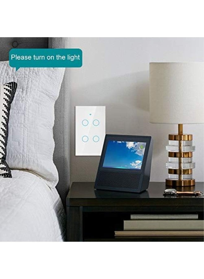 klarako WiFi Touch Screen Switch, Remote Switch with Highly Sensitive Touch Keys, Suitable for Alexa Google, 4 Way AC (White) - Image 4