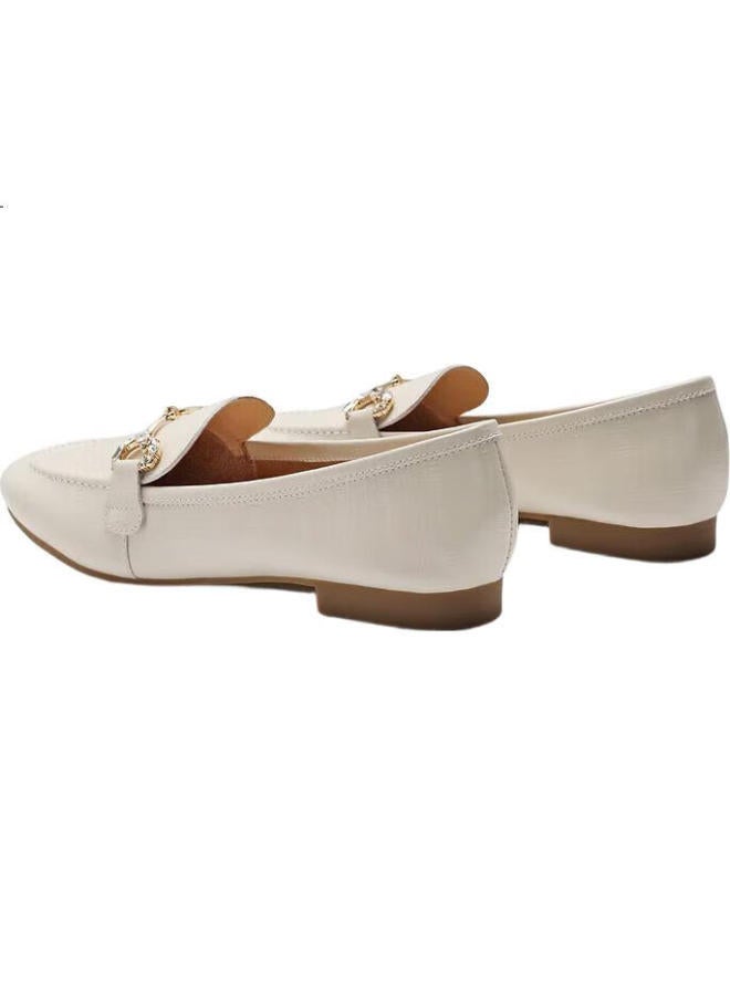 belle Fashion Casual Loafers For Women, Genuine Leather, Versatile Shoes For Shopping Mall, A7H1Daa4, Beige, Size 34 - Image 1