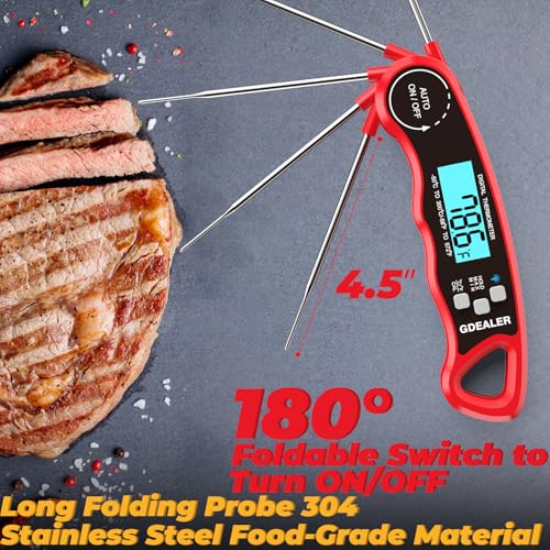 GDEALER Meat Thermometer Digital Instant Read Food Thermometer Waterproof Ultra-Fast for Grill Cooking Kitchen with Backlight & Calibration - Image 5