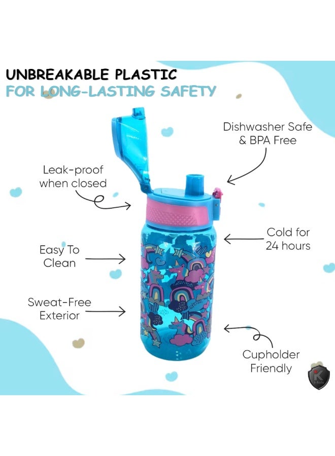 i-kola UNI LIGHT BLUE 540 MLKids Water Bottle for School | BPA-Free Plastic Water Bottle for Boys & Girls | Leakproof, Unbreakable, Easy to Drink, Quick Open Lock (TS-9234 A) - Image 4