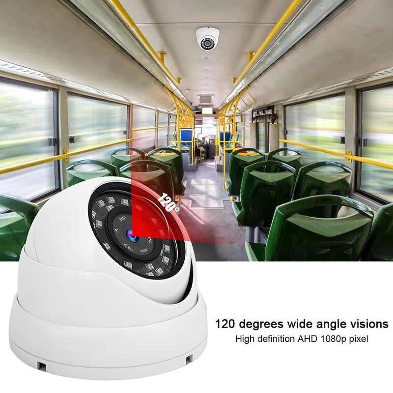 White 1080p AHD Dome Camera With Audio Sound Pick Up 14LED Infrared Night Vision 120 Degree Wide Angle For Bus Car Truck Cabin - Image 5