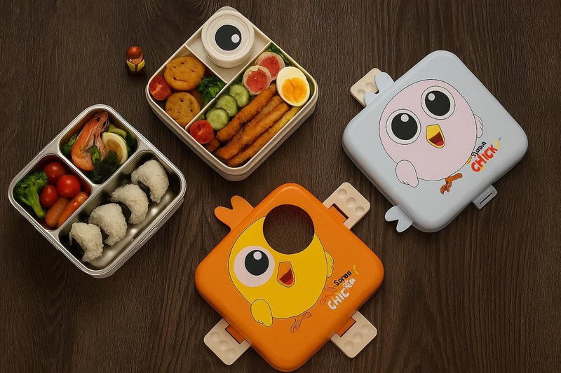 MEDALLIX 3 Compartment Stainless Steel Tiffin Box – Insulated, Leak-Proof & BPA-Free Bento Box with Tray, Spoon & Container for School, Office, Travel – 1120ml + 70ml, Orange - Image 3