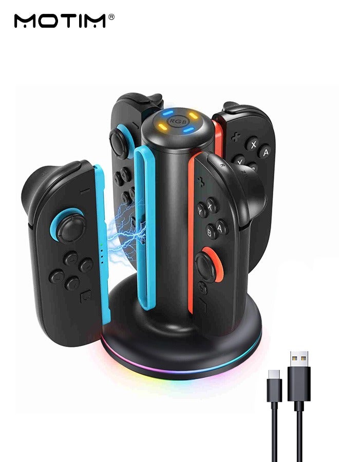 Motim Charging Dock for Nintendo Switch 2 Joy-Con Controllers, 4 in 1 Charger Station, Magnetic & Weighted Base, Bi-Directional Design, LED Indicators & Overcharge Protection - Image 1