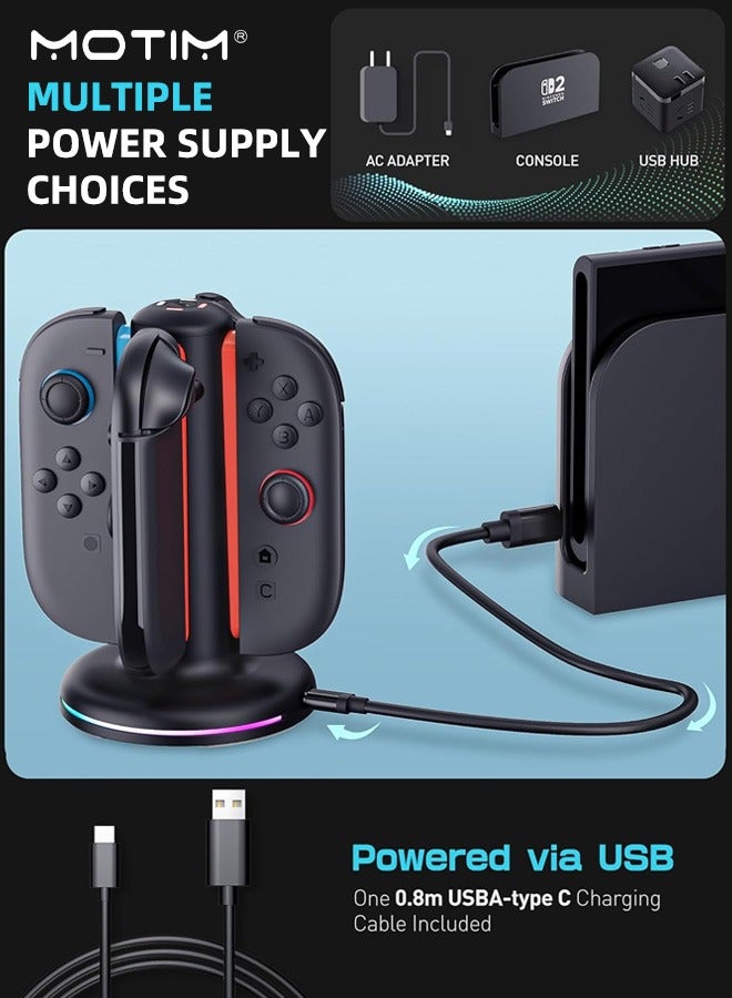 Motim Charging Dock for Nintendo Switch 2 Joy-Con Controllers, 4 in 1 Charger Station, Magnetic & Weighted Base, Bi-Directional Design, LED Indicators & Overcharge Protection - Image 2