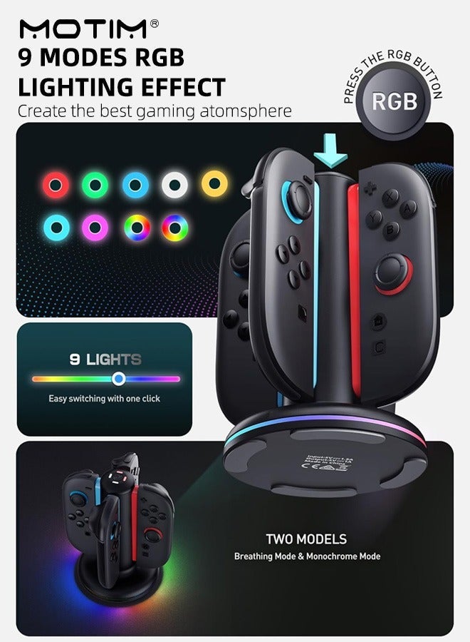 Motim Charging Dock for Nintendo Switch 2 Joy-Con Controllers, 4 in 1 Charger Station, Magnetic & Weighted Base, Bi-Directional Design, LED Indicators & Overcharge Protection - Image 4