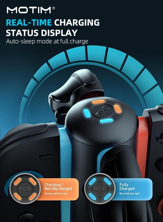 Motim Charging Dock for Nintendo Switch 2 Joy-Con Controllers, 4 in 1 Charger Station, Magnetic & Weighted Base, Bi-Directional Design, LED Indicators & Overcharge Protection - Image 5