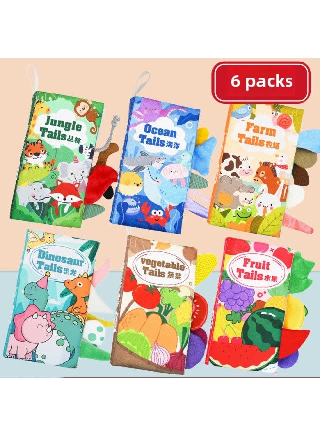 Tail Cloth Book Early Education Baby Tear Not To Rip Can Bite Three-dimensional Tear Tear Book 6 Months Baby Cognitive Educational Toys-Color:[built-in Sound Paper + Bibi Device] Bilingual In Chinese And English - Sent Out After Disinfection-Specifications:Fruit Awareness Cloth Book [1 Pack]  - Image 1
