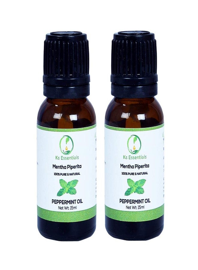 Ks Essentials 100% Pure Peppermint Essential Oil - Pure, Natural & Undiluted (Pack of 2 (15ml)) - Image 1